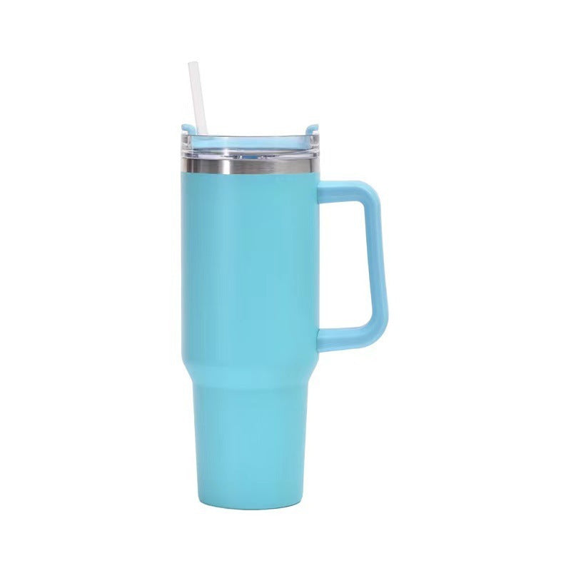 40oz Straw Coffee Insulation Cup with Handle Portable Car Stainless Steel Water Bottle Large Capacity Travel BPA Free Thermal Mug