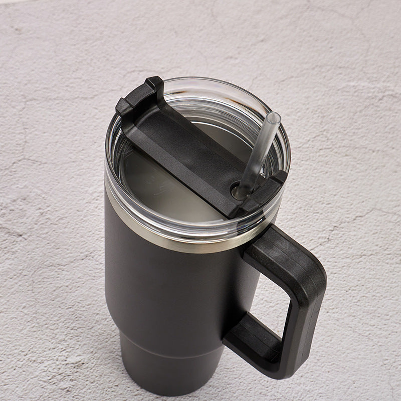 40oz Straw Coffee Insulation Cup with Handle Portable Car Stainless Steel Water Bottle Large Capacity Travel BPA Free Thermal Mug