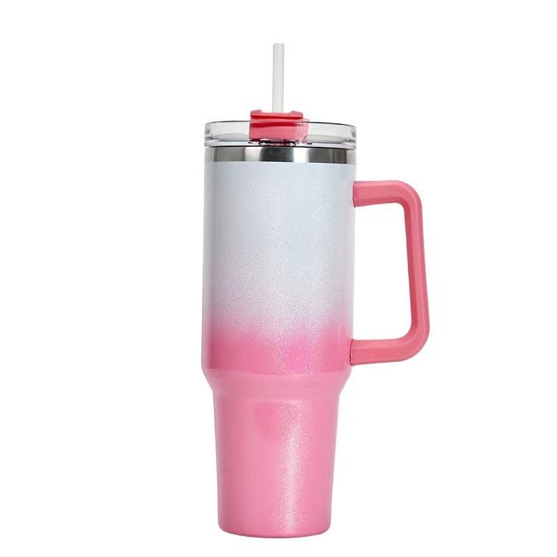 40oz Straw Coffee Insulation Cup with Handle Portable Car Stainless Steel Water Bottle Large Capacity Travel BPA Free Thermal Mug