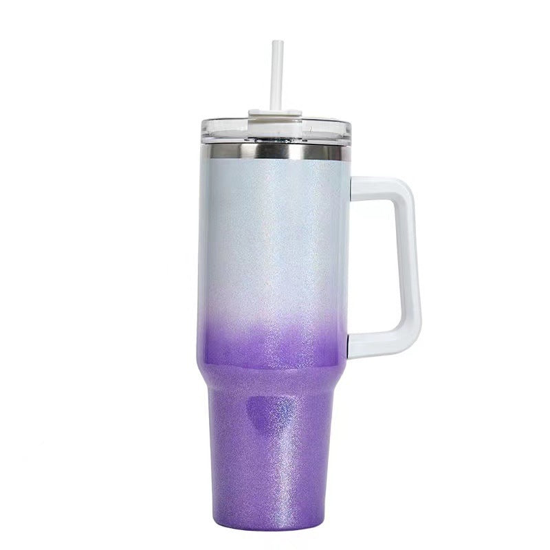 40oz Straw Coffee Insulation Cup with Handle Portable Car Stainless Steel Water Bottle Large Capacity Travel BPA Free Thermal Mug