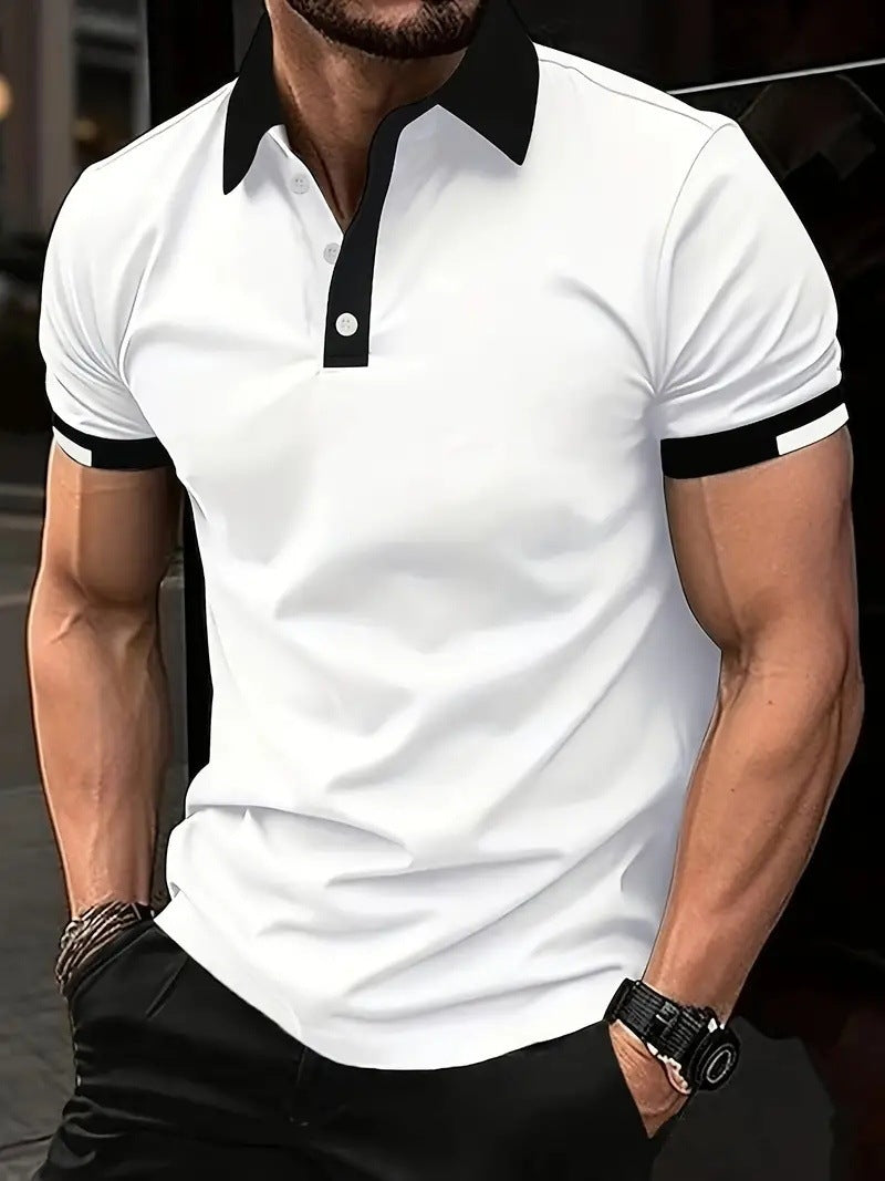 3D Count Solid Color Lapel Short Sleeve Polo Shirt Casual Loose