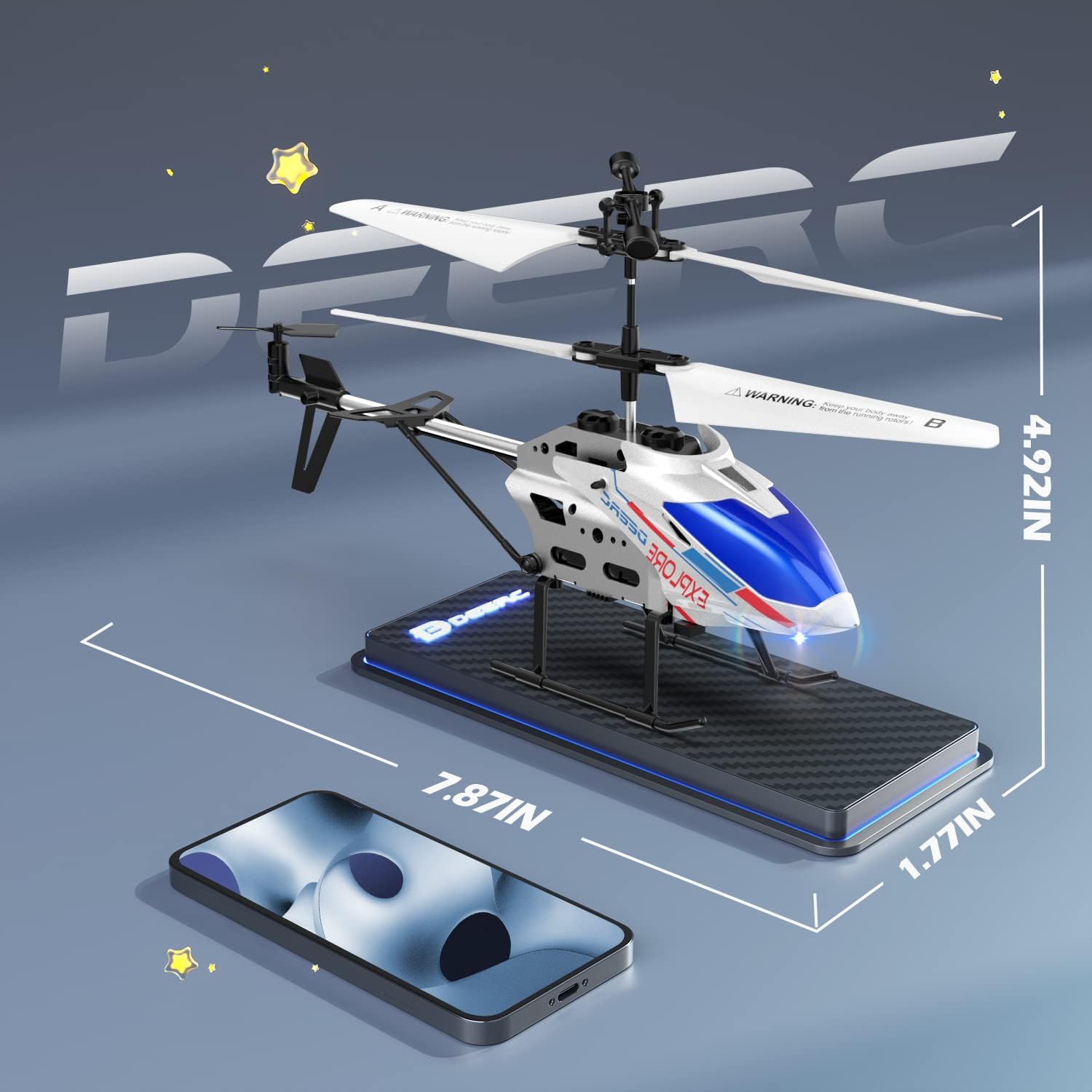 Remote Control Helicopter, 3.5 CH Altitude Hold RC Helicopters W/Gyro for Beginner, 2 Shells LED Light One Key Take Off/Landing, 2.4Ghz Aircraft Indoor Flying Toy for Kids Boys Girls