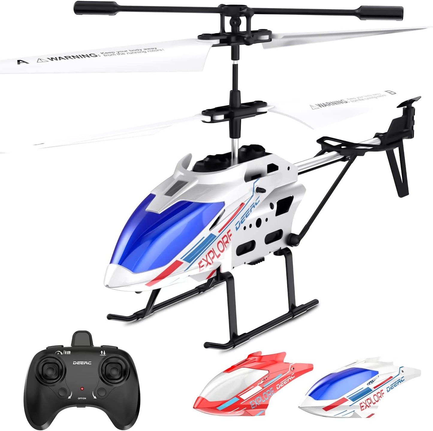 Remote Control Helicopter, 3.5 CH Altitude Hold RC Helicopters W/Gyro for Beginner, 2 Shells LED Light One Key Take Off/Landing, 2.4Ghz Aircraft Indoor Flying Toy for Kids Boys Girls