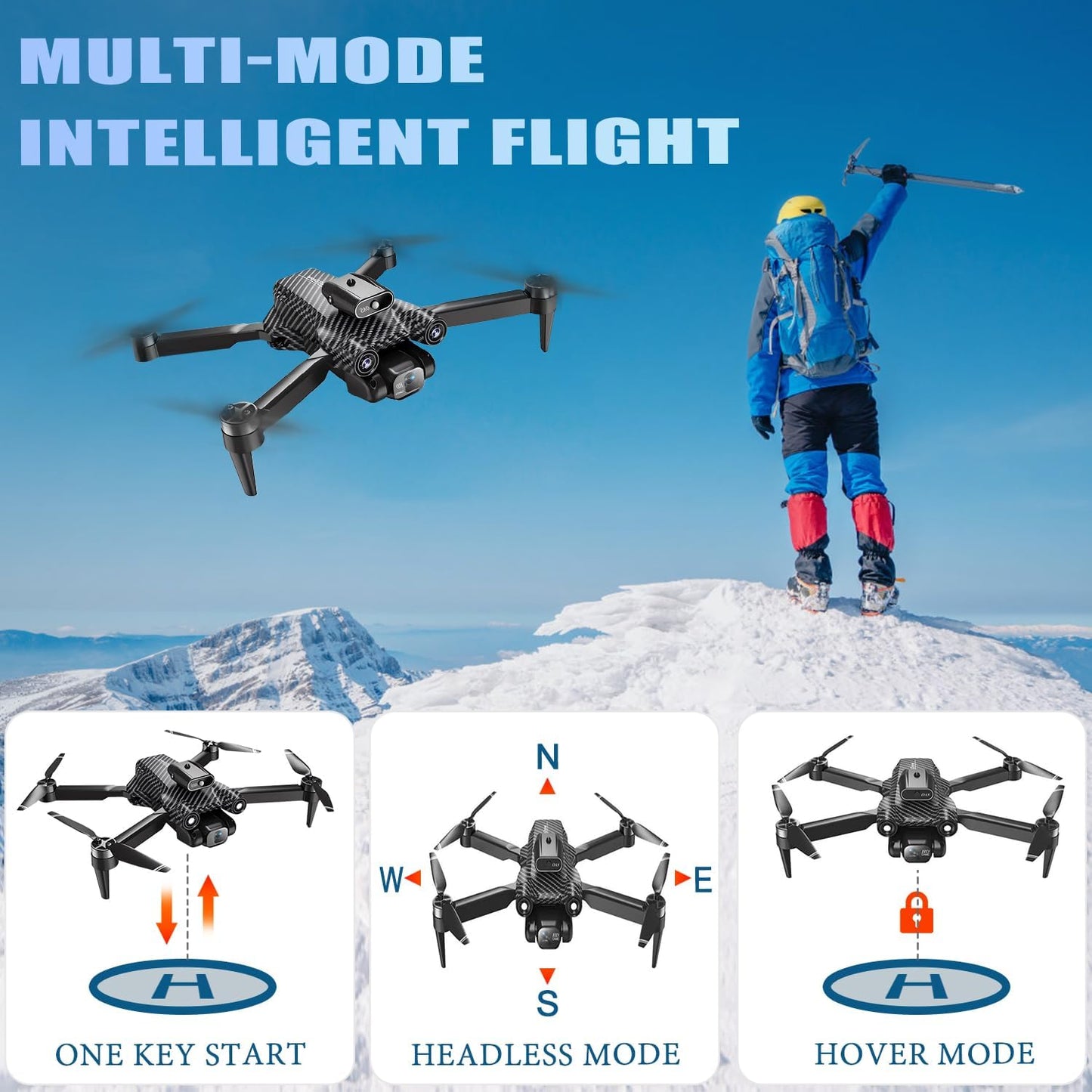 with 4K Camera for Adults Ultra Portable Lightweight Foldable High-End HD Drone, Fiber Body, Auto Return, Follow Me, Drone with Camera for Beginners