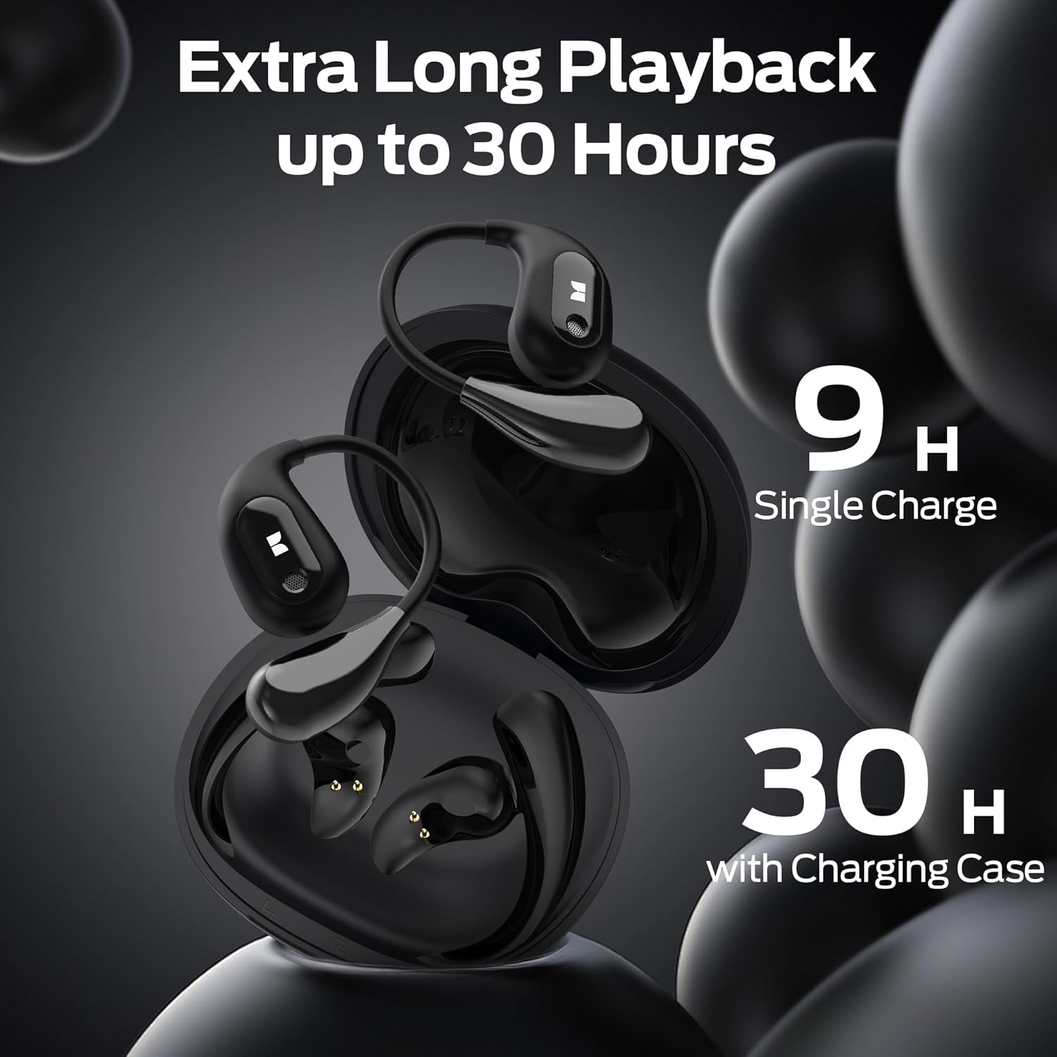 Open Ear AC210 Headphones, Bluetooth 5.4 Earphones Stereo Sound, Wireless Headphones 30 Hours Playback, Type-C Charging, HD Clear Calls, Touch Control, IPX5 Waterproof Open Ear Earbuds,Black