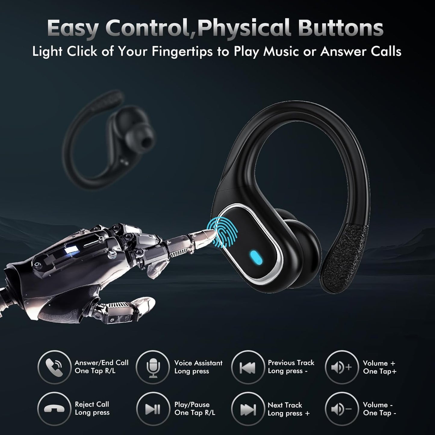 Wireless Earbuds Bluetooth Headphones 80Hrs Playtime Ear Buds IPX7 Waterproof Sports Earphones Wireless Charging Case Over-Ear Earhooks Headest