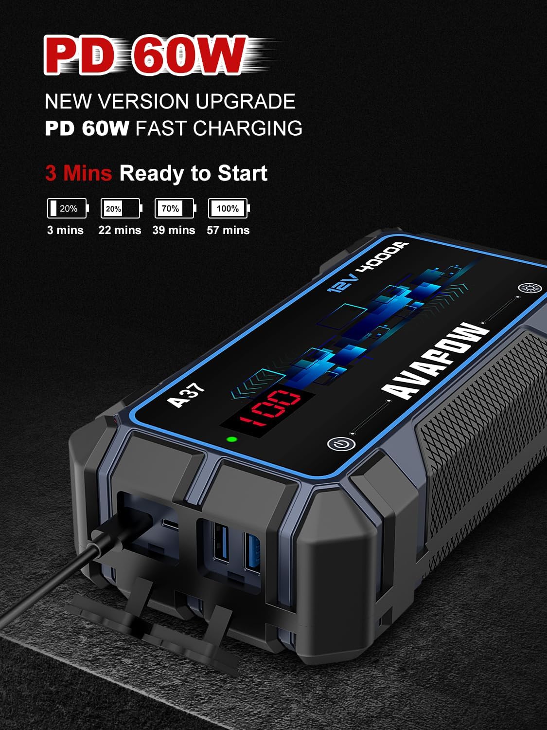 "Never get stranded again with this powerful Car Battery Jump Starter! 🔋⚡️ Jumpstart up to 10L gas or diesel engines with ease. Includes booster function and fast charging capabilities. #RoadsideRescue"