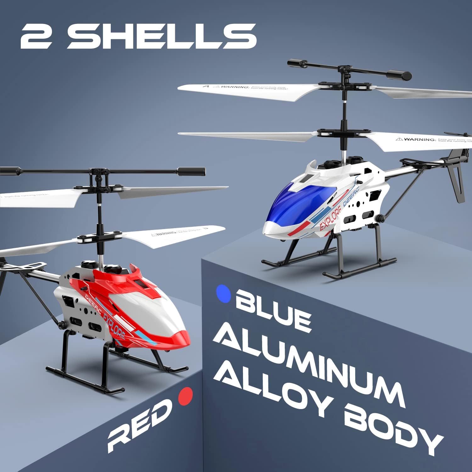 Remote Control Helicopter, 3.5 CH Altitude Hold RC Helicopters W/Gyro for Beginner, 2 Shells LED Light One Key Take Off/Landing, 2.4Ghz Aircraft Indoor Flying Toy for Kids Boys Girls