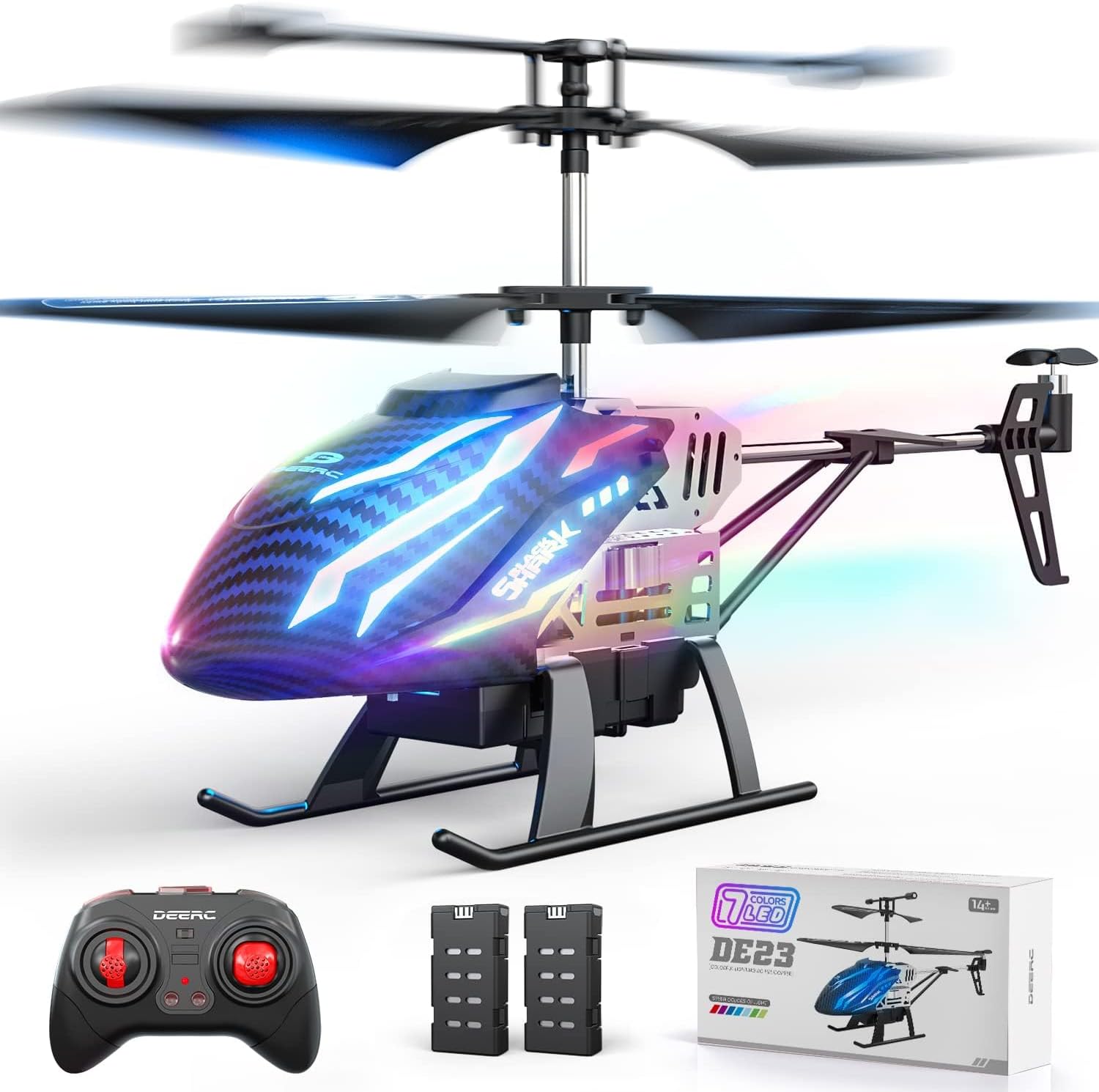 Remote Control Helicopter, 3.5 CH Altitude Hold RC Helicopters W/Gyro for Beginner, 2 Shells LED Light One Key Take Off/Landing, 2.4Ghz Aircraft Indoor Flying Toy for Kids Boys Girls