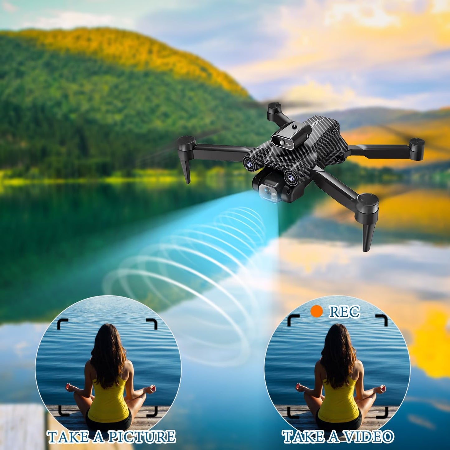 with 4K Camera for Adults Ultra Portable Lightweight Foldable High-End HD Drone, Fiber Body, Auto Return, Follow Me, Drone with Camera for Beginners