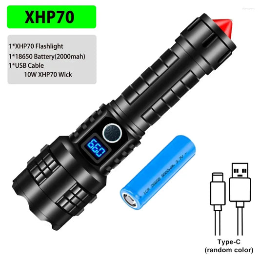 Flashlights Torches Super Bright Flashlight with Digital Power Display High Lumens Rechargeable Torch XHP99 Led Brightest Flash Light