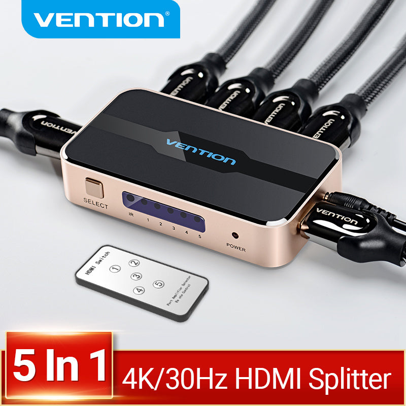 New Switcher Three-in-one-out Distributor 5 in 1 4k/30 Hz HDMI Splitter Support 3D Stereo Imaging Technology