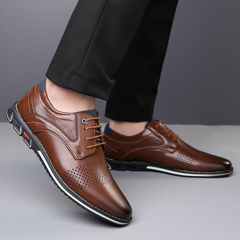 Versatile Men's Oversized Lace Up Leather Shoes