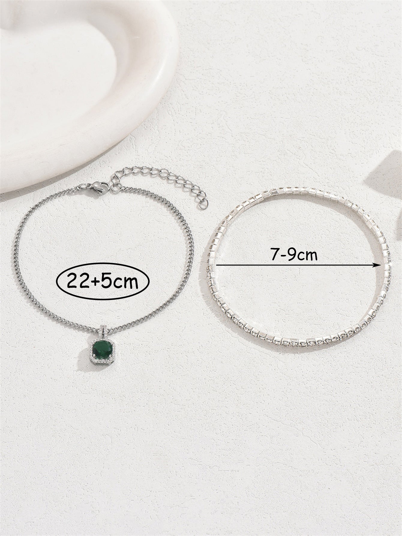 Hollow Heart Tassel Gang Drill Anklet Two-piece Set For Women