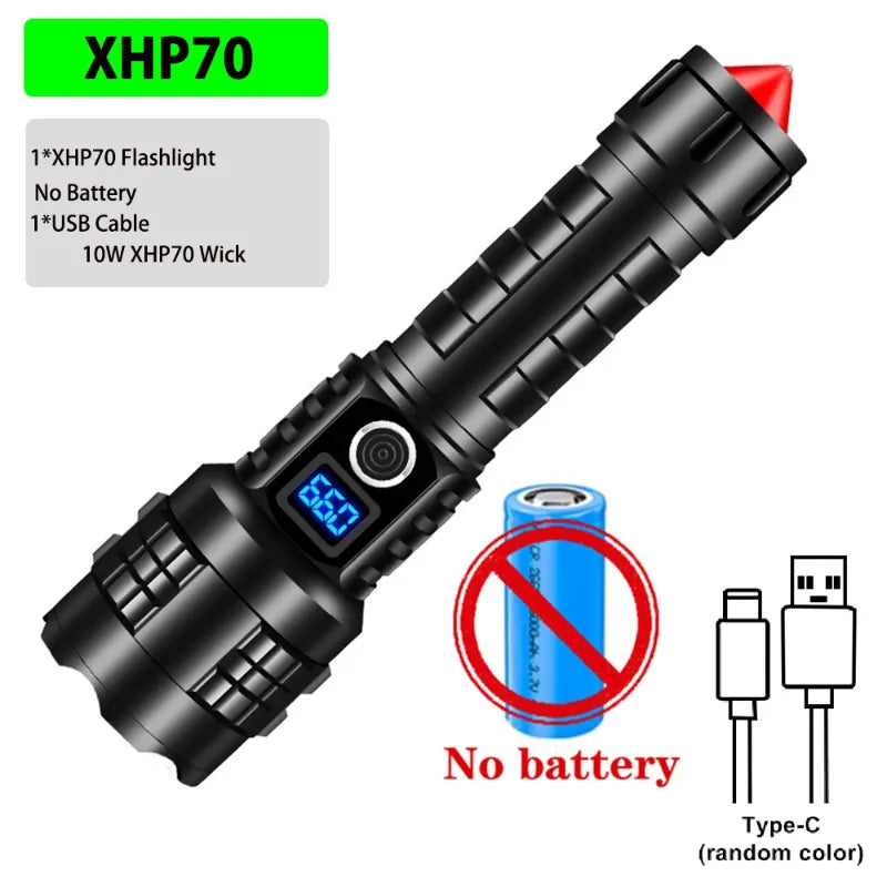 Flashlights Torches Super Bright Flashlight with Digital Power Display High Lumens Rechargeable Torch XHP99 Led Brightest Flash Light