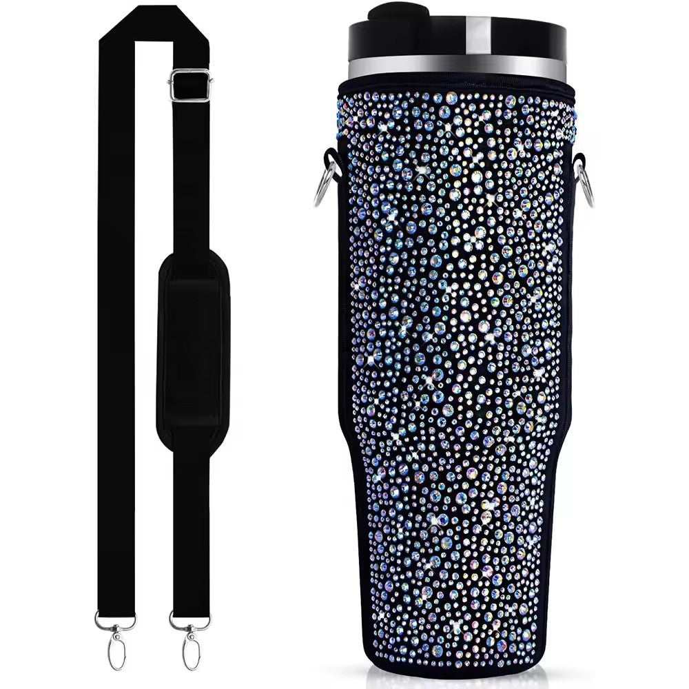 40 Oz Shiny Water Bottle Sets Handbag Adjustable Strap Pearlescent