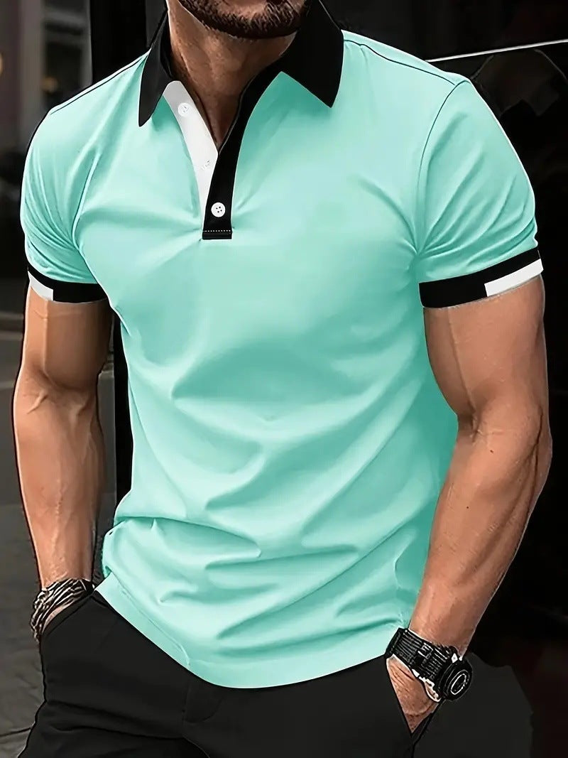 3D Count Solid Color Lapel Short Sleeve Polo Shirt Casual Loose