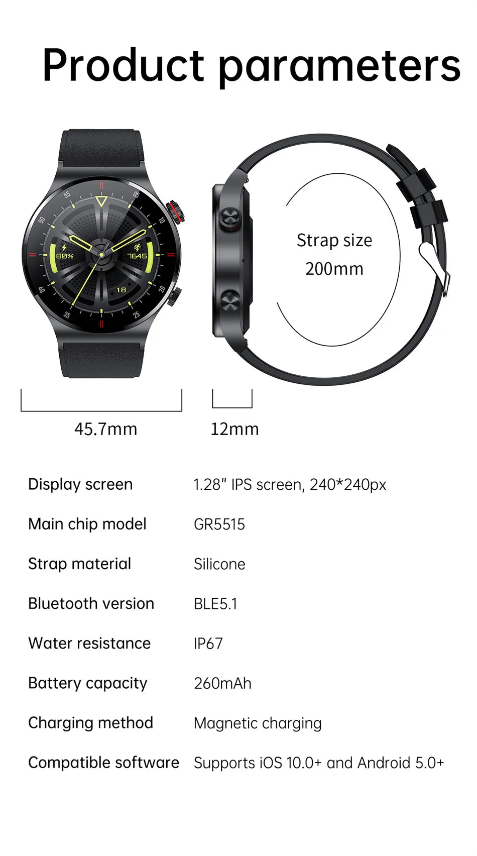 2022 Heart Rate Smart Watches Sports Pressure GPS Waterproof Smartwatch Large HD Screen Bracelet ECG Blood Oxygen Monitoring Men Bluetooth Wristband